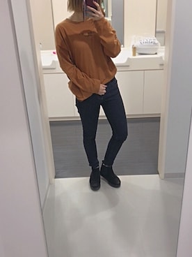 「JEANASIS（ジーナシス）のシンプルロゴBIGLS/773763（Tシャツ/カットソー）」を使った、to_mo#さん（レディース・159cm）の秋コーディネート