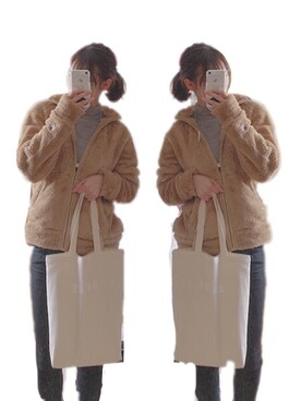 「Champion（チャンピオン）のアイテム（ノーカラージャケット）」を使った、maaaaさん（レディース・165cm）の秋コーディネート
