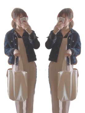 「アイテム（つなぎ/オールインワン、ベージュ系）」を使った、maaaaさん（レディース・165cm）の春コーディネート