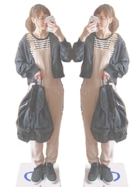 「アイテム（つなぎ/オールインワン、ベージュ系）」を使った、maaaaさん（レディース・165cm）の春コーディネート