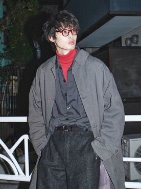 「GIORGIO ARMANI（ジョルジオアルマーニ）のアイテム（ジャケット/アウター）」を使った、Yuki Kawaharaさん（メンズ・185cm）の冬コーディネート