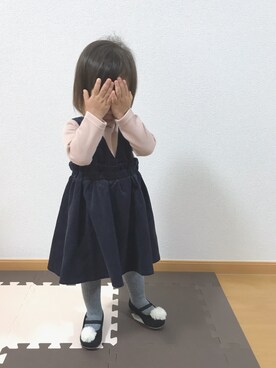 「petit main（プティマイン）のアイテム（パンプス）」を使った、haruさん（キッズ・80cm）の冬コーディネート