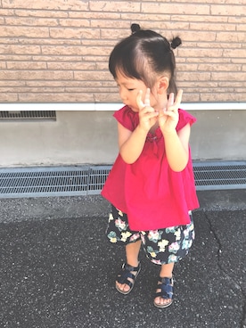 「おんなのこコーデ」｜「アイテム（チュニック）」を使った、haruさん（キッズ・90cm）の秋コーディネート
