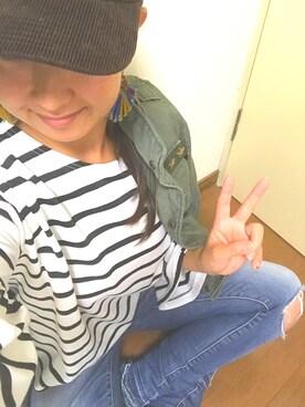 「Adam et Rope A・E・R（アダムエロペ）のアイテム（ジャケット/アウター）」を使った、yusaさん（レディース・156cm）の秋コーディネート