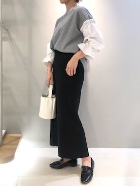 「袖ボリューム」｜「アイテム（スウェット）」を使った、aoiさん（レディース・164cm）の冬コーディネート