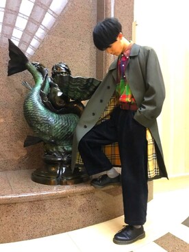 「マーチン」｜「アイテム（チェスターコート）」を使った、Mae Takayaさん（メンズ・178cm）の春コーディネート