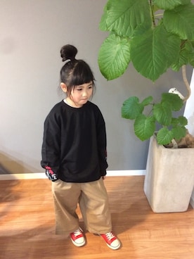 「GLOBAL WORK（グローバルワーク）のアイテム（オールインワン・サロペット）」を使った、ムラさん（キッズ・120cm）の冬コーディネート