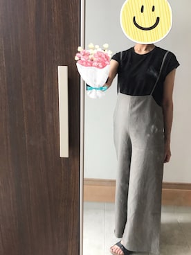 「JUNOAH（ジュノア）のアイテム（サロペット/オーバーオール）」を使った、bebecaさん（レディース・160cm）の秋コーディネート