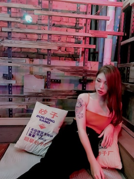 「CACO（カコ）のアイテム（パンツ）」を使った、明蒂さん（レディース・161cm）の秋コーディネート