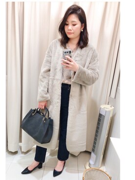 「秋冬」｜「アイテム（ムートンコート）」を使った、ayaさん（レディース・167cm）の冬コーディネート