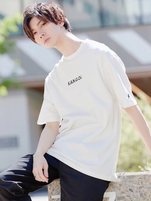 MONO-MARTむさし君さんのTシャツ/カットソー「▽WEB限定 MONO-MART×KANGOL 別注ロゴ刺繍 プリント半袖Tee オーバーサイズカットソー ワッペン トップス(KANGOL|カンゴール)」を使ったコーディネート