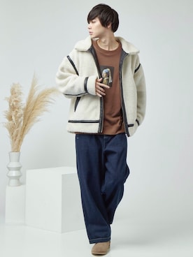 「KANGOL（カンゴール）のアイテム（ジャケット/アウター）」を使った、むさし君さん（メンズ・178cm）の秋コーディネート
