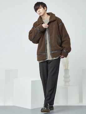 「KANGOL（カンゴール）のアイテム（ジャケット/アウター）」を使った、むさし君さん（メンズ・178cm）の冬コーディネート