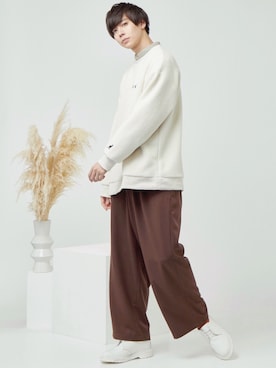 「KANGOL（カンゴール）のアイテム（スウェット）」を使った、むさし君さん（メンズ・178cm）の冬コーディネート
