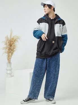 「KANGOL（カンゴール）のアイテム（ジャケット/アウター）」を使った、むさし君さん（メンズ・178cm）の冬コーディネート