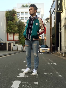 「sneakers」｜「アイテム（ブルゾン）」を使った、neonさん（メンズ・177cm）の冬コーディネート