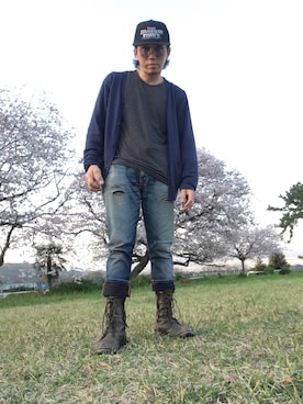 「アイテム（帽子）」を使った、Umeko＿ismさん（メンズ・165cm・40代）の春コーディネート