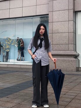 「古着のアイテム（シャツ/ブラウス、その他）」を使った、qianlxweiさん（レディース）の秋コーディネート