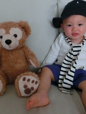 「ナチュラルスタイル」｜「アイテム（キャップ）」を使った、a_o413a_oさん（キッズ・70cm）の夏コーディネート