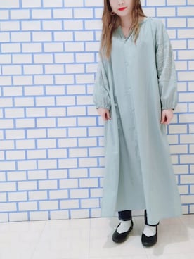 「earth music&ecology（アースミュージックアンドエコロジー）のエンブロイダリー刺繍ワンピース ＊（ワンピース）」を使った、mochaco♡さん（レディース・152cm）の春コーディネート
