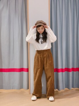 「アパレルスタッフ」｜「アイテム（キャスケット）」を使った、mochaco♡さん（レディース・152cm）の秋コーディネート