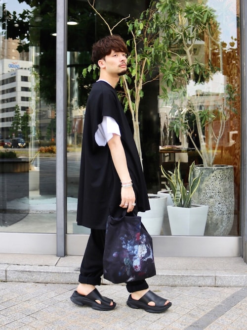 yohjiyamamoto 15ss 多ボタンビッグサルエルパンツ W/TOP MOSSA BELTED SAROUEL PANTS WITH BLANKET STITCH DESIGN