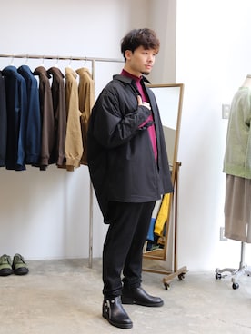 「JOHN LAWRENCE SULLIVAN（ジョンローレンスサリバン）のJACQUARD LOGO HI-NECK TOP（Tシャツ/カットソー）」を使った、Yさん（メンズ・169cm）の秋コーディネート