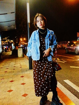 「stradivarius（ストラディバリウス）のアイテム（デニムジャケット）」を使った、boom boom さん（レディース・155cm）の冬コーディネート