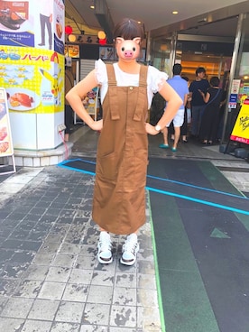 「N（エヌ）のアイテム（オールインワン・サロペット）」を使った、meiさん（レディース・158cm）の夏コーディネート