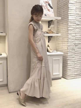 「アイテム（ワンピース/ドレス、ベージュ系）」を使った、ᴷᵁᴹᴵᴷᴼ ᴼᴺᴼさん（レディース・154cm）の春コーディネート