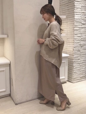 「オーバーサイズニット」｜ᴷᵁᴹᴵᴷᴼ ᴼᴺᴼさん（レディース・154cm）の冬コーディネート