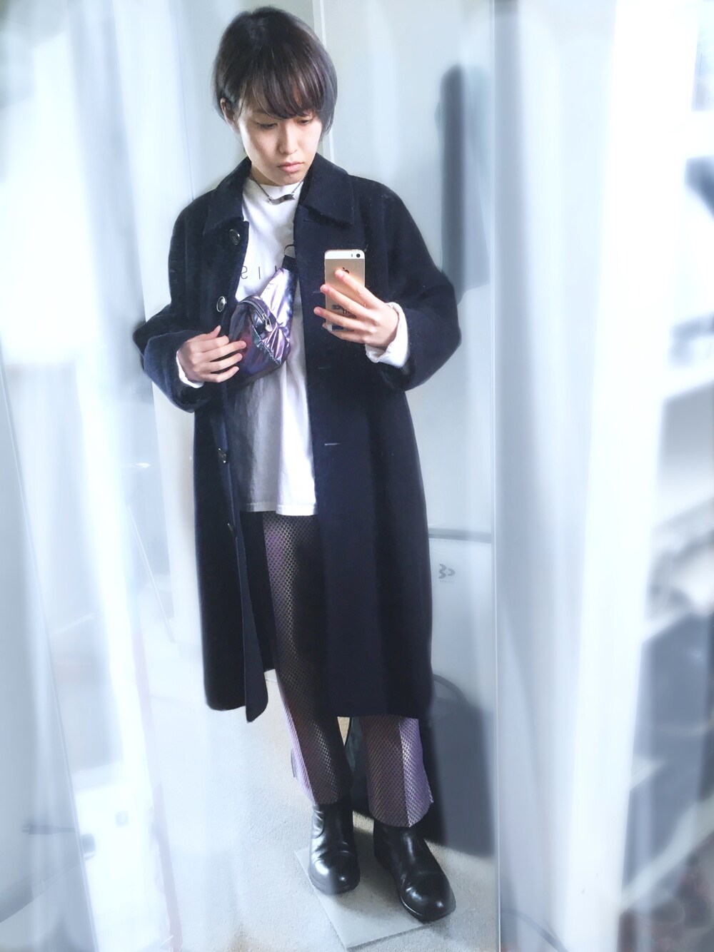 「COELのアイテム（パンツ、パープル系）」を使った、.^.さん（レディース・155cm）の冬コーディネートの1枚目の写真