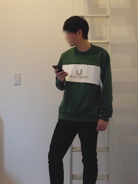 「フレッドペリー」｜「アイテム（スウェット）」を使った、heihoさん（メンズ・178cm）の秋コーディネート