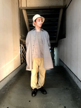 「tk.TAKEO KIKUCHI（ティーケータケオキクチ）のアイテム（帽子）」を使った、NOHARAさん（メンズ・169cm）の春コーディネート