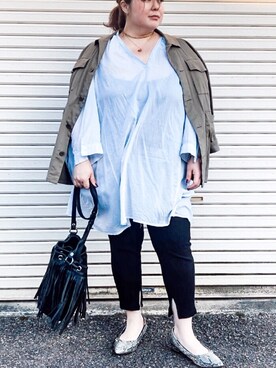 「アイテム（パンプス、グレー系）」を使った、OTOさん（レディース・162cm）の春コーディネート