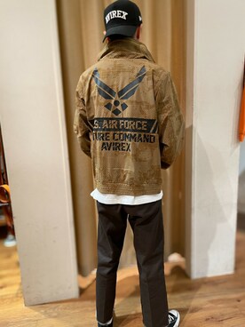 「AVIREX（アヴィレックス）の【予約商品】CWU フューチャーコマンド/CWU FURTURE COMMAND（ジャケット/アウター、その他）」を使った、りる ぽんぷさん（メンズ・170cm）の春コーディネート