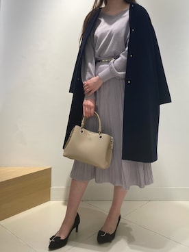 「ディナー」｜「アイテム（ステンカラーコート）」を使った、Riさん（レディース・162cm）の冬コーディネート