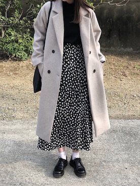 「UNE MANSION（ユヌマンション）のアイテム（チェスターコート）」を使った、sakuraさん（レディース・161cm）の冬コーディネート