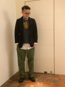 「45R」｜「アイテム（スウェット）」を使った、うえすさん（メンズ・172cm）の春コーディネート
