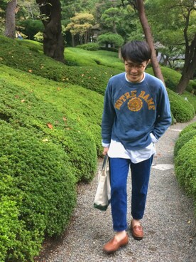 「45R」｜「アイテム（スウェット）」を使った、うえすさん（メンズ・172cm）の秋コーディネート