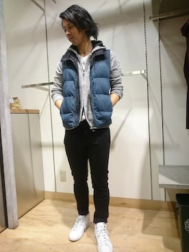 「アイテム（ダウンベスト、その他）」を使った、船橋ららぽーとHIDEAWAYSさん（メンズ・172cm）の秋コーディネート