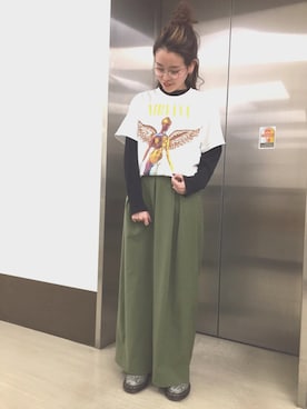 「NIRVANA（ニルヴァーナ）のアイテム」を使った、柴さん（レディース・154cm）の冬コーディネート