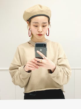 「JEANASIS（ジーナシス）のアイテム（ハンチング/ベレー帽）」を使った、柴さん（レディース・155cm）の春コーディネート