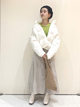 「JEANASIS（ジーナシス）のアイテム（ハンチング/ベレー帽）」を使った、柴さん（レディース・155cm）の秋コーディネート