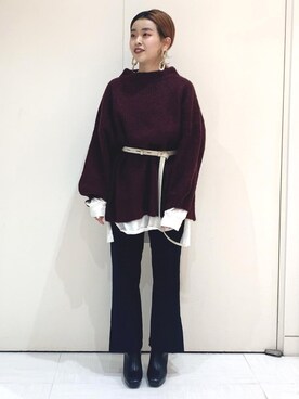 「JEANASIS（ジーナシス）のシャツテイルBIGロンT/826709（Tシャツ/カットソー）」を使った、柴さん（レディース・155cm）の秋コーディネート