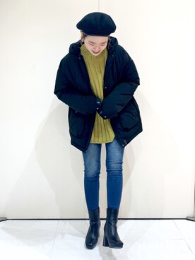 「JEANASIS（ジーナシス）のアイテム（マウンテンパーカー）」を使った、柴さん（レディース・155cm）の冬コーディネート