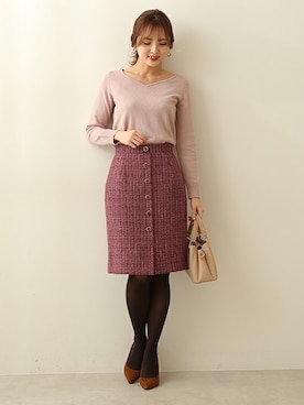 「膝丈スカート」｜PROPORTION STAFFさん（レディース・162cm）の秋コーディネート