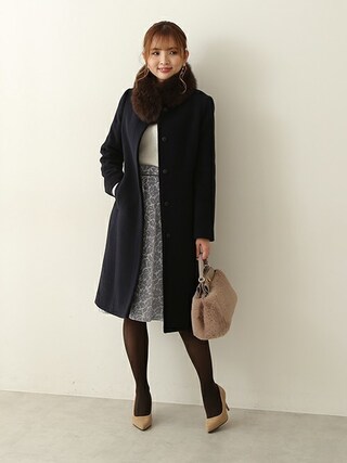 プロポーションボディドレッシング 4wayファーストール付きノーカラーコート PROPORTION BODY DRESSING（プロポーションボディドレッシング