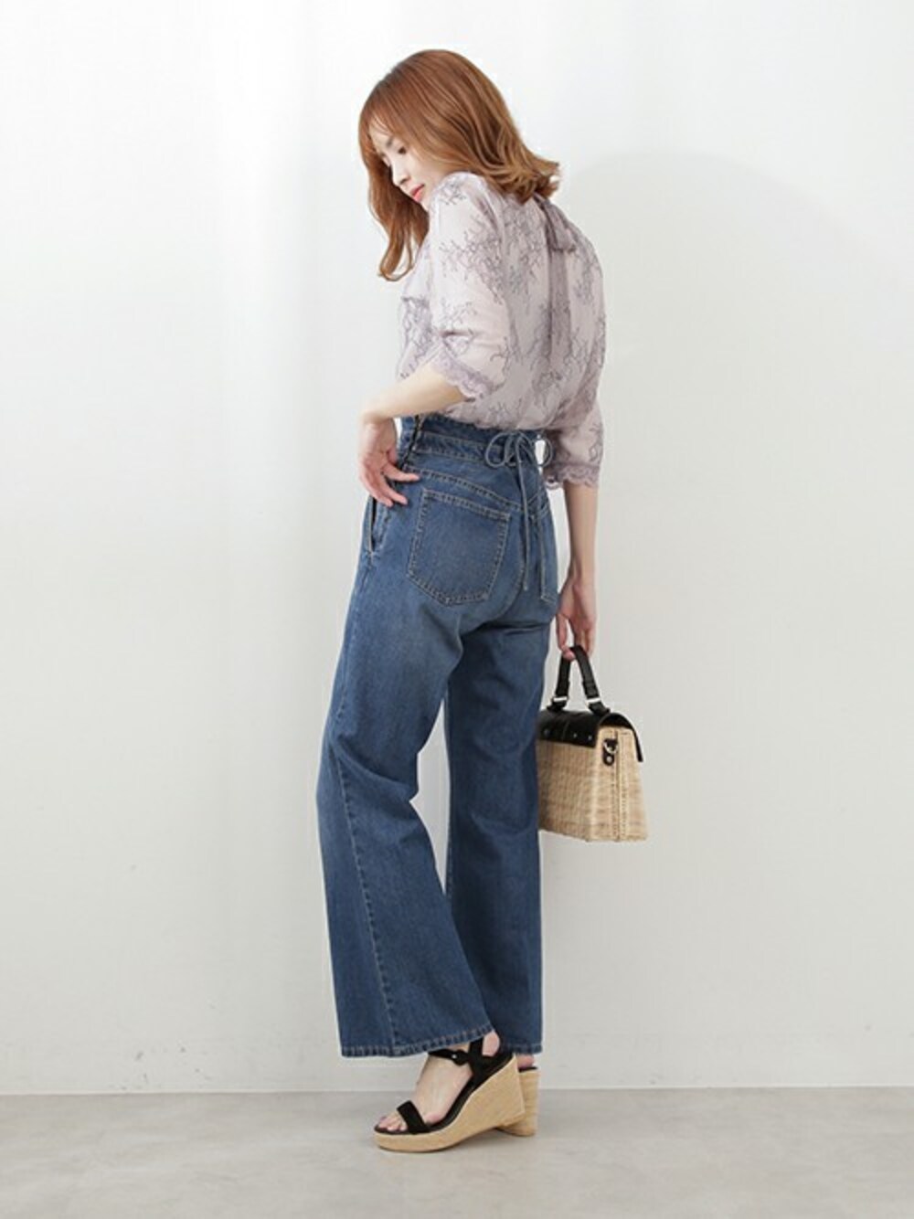PROPORTION BODY DRESSING - プロポーションボディドレッシング堀田茜さん着用》配色レースバックリボンブラウス 20200501183832812_1000.jpg