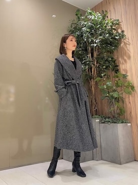 「ガウンコート」｜「アイテム（ステンカラーコート）」を使った、PROPORTION STAFFさん（レディース・162cm）の秋コーディネート